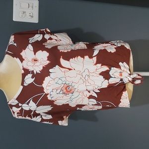 APT 9 Floral Dolman Tie Front Shirt Sz LP